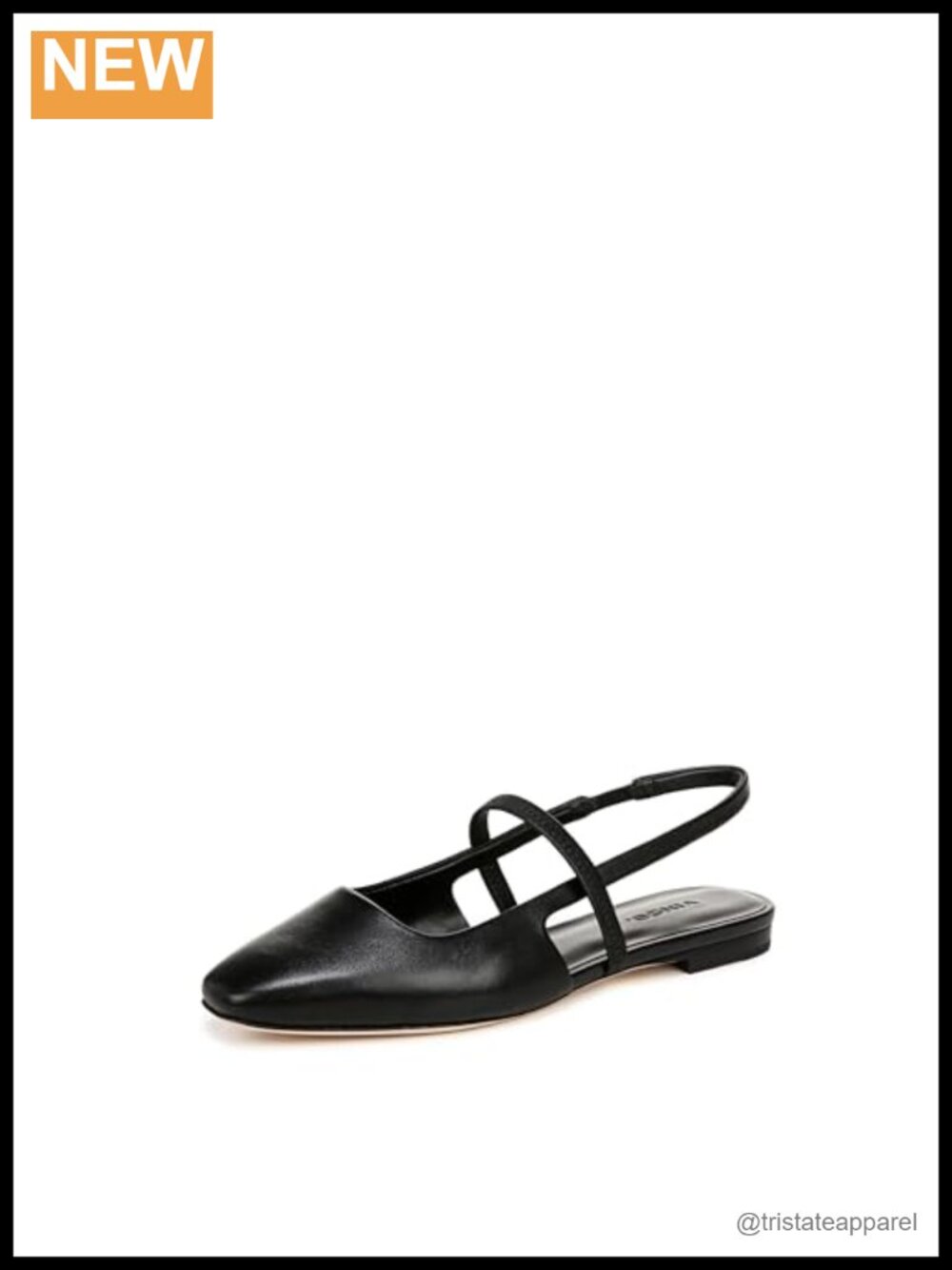 Leather Slingback Mary Jane Flats Square Toe Pull-On Business Casual